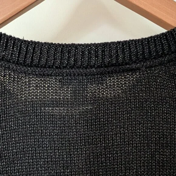 J. Jill Metallic Black Festive Midweight Pullover Sweater Rayon Cotton Blend XL - Picture 4 of 6